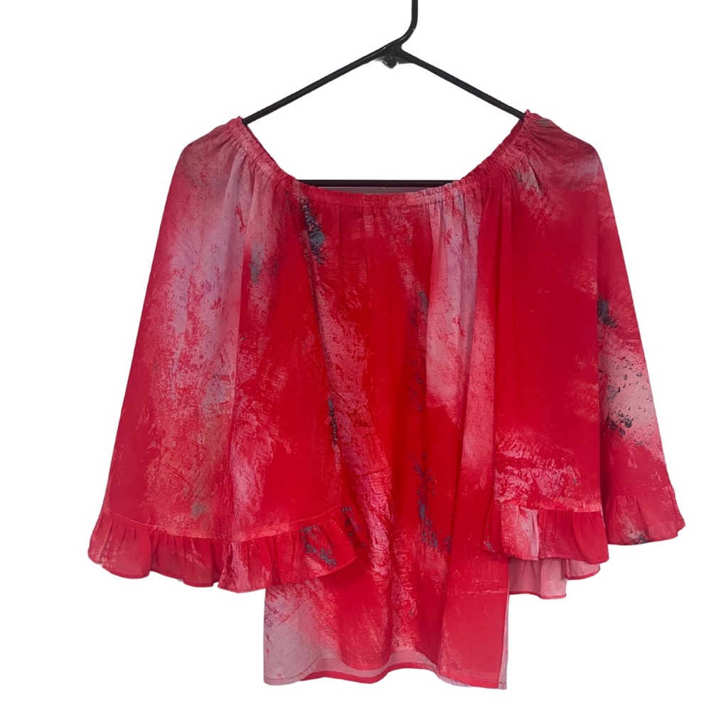 ALBERTO MAKALI New York Red Print Small Blouse